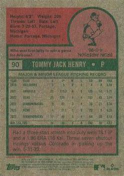 2024 Topps Heritage #90 Tommy Henry Back