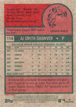 2024 Topps Heritage #114 AJ Smith-Shawver Back