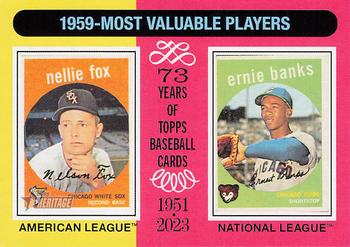 2024 Topps Heritage #191 1959 MVPs (Nellie Fox / Ernie Banks) Front