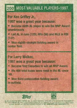 2024 Topps Heritage #200 1997 MVPs (Ken Griffey Jr. / Larry Walker) Back
