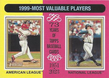 2024 Topps Heritage #201 1999 MVPs (Ivan Rodriguez / Chipper Jones) Front
