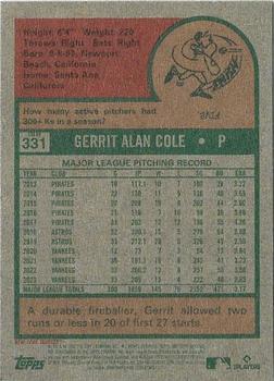 2024 Topps Heritage #331 Gerrit Cole Back