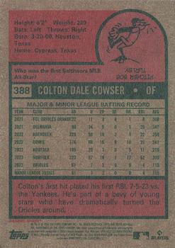 2024 Topps Heritage #388 Colton Cowser Back
