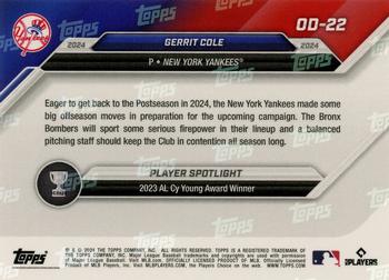 2024 Topps Now Road to Opening Day New York Yankees #OD-22 Gerrit Cole Back