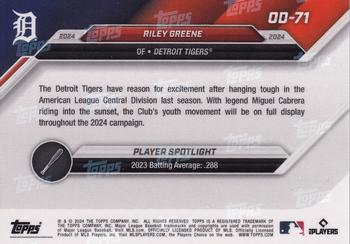 2024 Topps Now Road to Opening Day Detroit Tigers #OD-71 Riley Greene Back