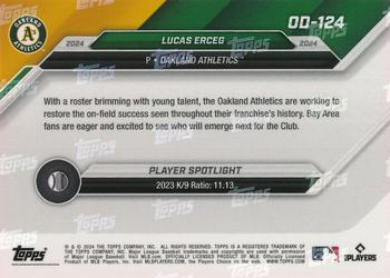 2024 Topps Now Road to Opening Day Oakland Athletics #OD-124 Lucas Erceg Back
