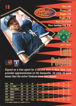 1994 Sportflics 2000 Rookie & Traded - Artist's Proofs #10 Luis Polonia Back
