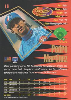 1994 Sportflics 2000 Rookie & Traded - Artist's Proofs #16 Pedro Martinez Back