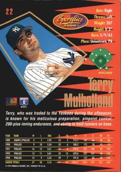 1994 Sportflics 2000 Rookie & Traded - Artist's Proofs #22 Terry Mulholland Back