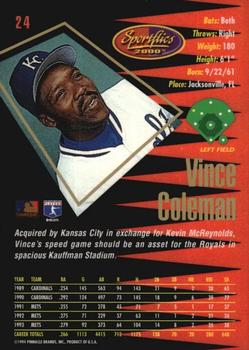 1994 Sportflics 2000 Rookie & Traded - Artist's Proofs #24 Vince Coleman Back