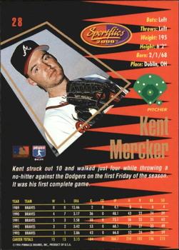 1994 Sportflics 2000 Rookie & Traded - Artist's Proofs #28 Kent Mercker Back