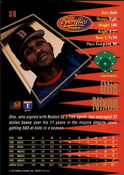 1994 Sportflics 2000 Rookie & Traded - Artist's Proofs #36 Otis Nixon Back