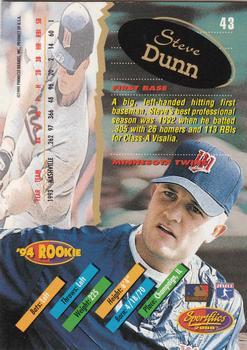1994 Sportflics 2000 Rookie & Traded - Artist's Proofs #43 Steve Dunn Back