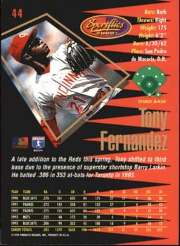 1994 Sportflics 2000 Rookie & Traded - Artist's Proofs #44 Tony Fernandez Back