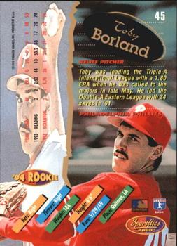 1994 Sportflics 2000 Rookie & Traded - Artist's Proofs #45 Toby Borland Back