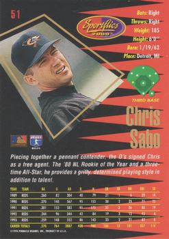 1994 Sportflics 2000 Rookie & Traded - Artist's Proofs #51 Chris Sabo Back