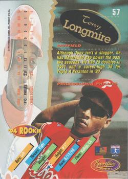1994 Sportflics 2000 Rookie & Traded - Artist's Proofs #57 Tony Longmire Back