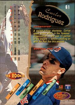 1994 Sportflics 2000 Rookie & Traded - Artist's Proofs #61 Carlos Rodriguez Back