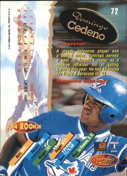 1994 Sportflics 2000 Rookie & Traded - Artist's Proofs #72 Domingo Cedeno Back