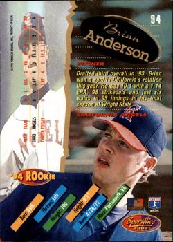 1994 Sportflics 2000 Rookie & Traded - Artist's Proofs #94 Brian Anderson Back