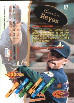 1994 Sportflics 2000 Rookie & Traded - Artist's Proofs #97 Carlos Reyes Back