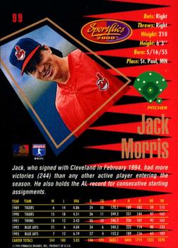 1994 Sportflics 2000 Rookie & Traded - Artist's Proofs #99 Jack Morris Back