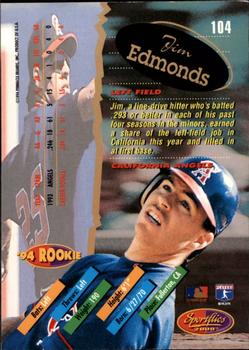 1994 Sportflics 2000 Rookie & Traded - Artist's Proofs #104 Jim Edmonds Back