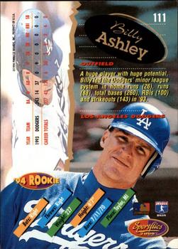 1994 Sportflics 2000 Rookie & Traded - Artist's Proofs #111 Billy Ashley Back