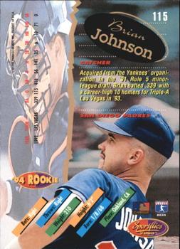 1994 Sportflics 2000 Rookie & Traded - Artist's Proofs #115 Brian Johnson Back