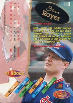 1994 Sportflics 2000 Rookie & Traded - Artist's Proofs #119 Stan Royer Back