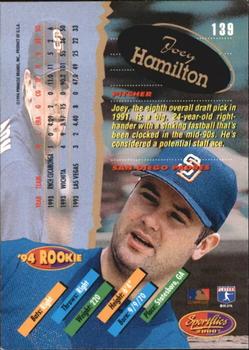1994 Sportflics 2000 Rookie & Traded - Artist's Proofs #139 Joey Hamilton Back