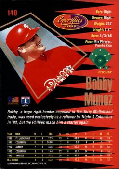 1994 Sportflics 2000 Rookie & Traded - Artist's Proofs #140 Bobby Munoz Back