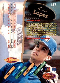 1994 Sportflics 2000 Rookie & Traded - Artist's Proofs #147 Luis Lopez Back
