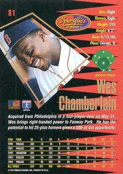 1994 Sportflics 2000 Rookie & Traded - Artist's Proofs #81 Wes Chamberlain Back