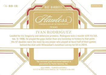 2023 Panini Flawless - Bat Barrels #BB-IR Ivan Rodriguez Back
