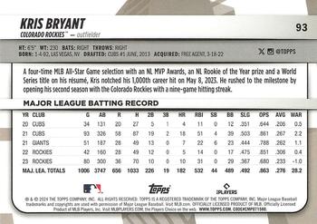 2024 Topps Big League #93 Kris Bryant Back