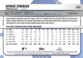 2024 Topps Big League #193 George Springer Back