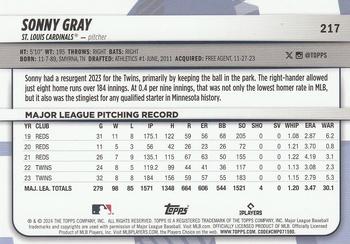 2024 Topps Big League - Electric Orange #217 Sonny Gray Back
