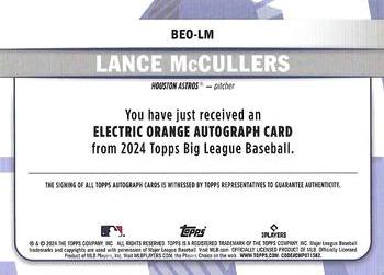 2024 Topps Big League - Base Electric Orange Autographs #BEO-LM Lance McCullers Back