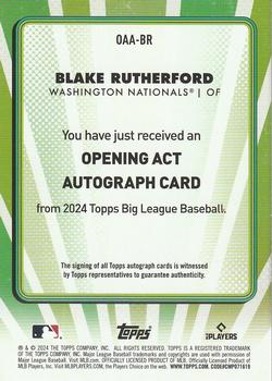 2024 Topps Big League - Opening Act Autographs #OAA-BR Blake Rutherford Back