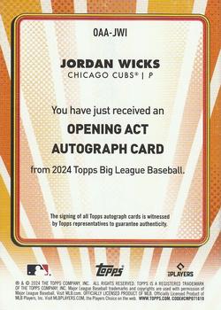 2024 Topps Big League - Opening Act Autographs #OAA-JWI Jordan Wicks Back