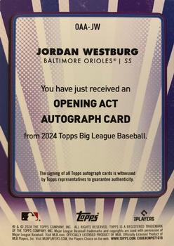 2024 Topps Big League - Opening Act Autographs Orange Foil #OAA-JW Jordan Westburg Back