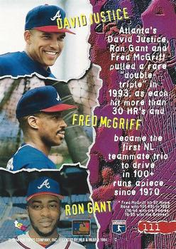 1994 Stadium Club #111 Ron Gant / David Justice / Fred McGriff Back