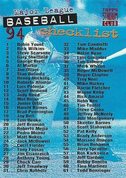 1994 Stadium Club #269 Checklist: 1-135 Front