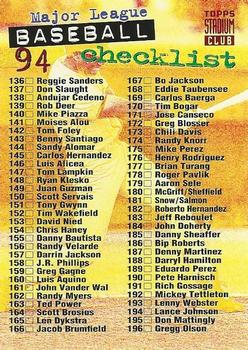 1994 Stadium Club #270 Checklist: 136-270 Front
