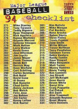 1994 Stadium Club #269 Checklist: 271-408 Front