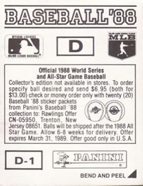 1988 Panini Stickers - Monograms/Pennants #D / D-1 Chicago White Sox Monogram / Pennant Back