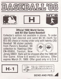 1988 Panini Stickers - Monograms/Pennants #H / H-1 Milwaukee Brewers Monogram / Pennant Back