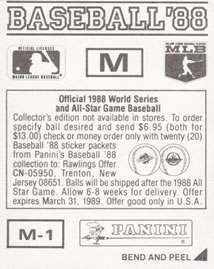 1988 Panini Stickers - Monograms/Pennants #M / M-1 Texas Rangers Monogram / Pennant Back