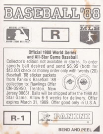 1988 Panini Stickers - Monograms/Pennants #R / R-1 Houston Astros Monogram / Pennant Back